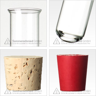 flared lip, glassware, test tubes, cork stoppers, test tubes